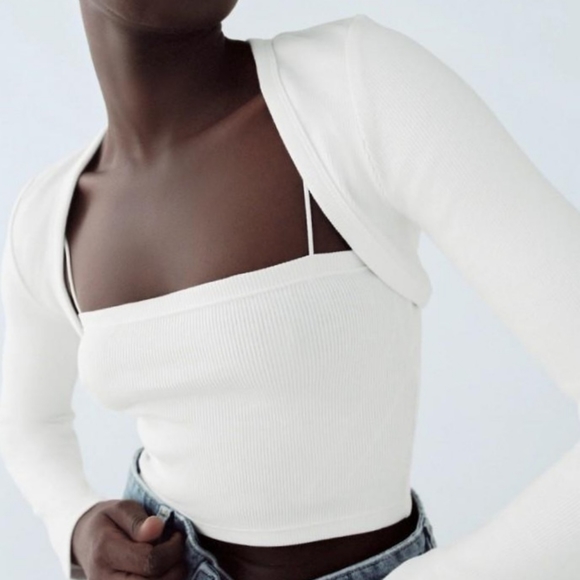 NWOT | Zara Long Sleeved Ribbed Bolero Arm Warmer | Small. - Picture 3 of 6